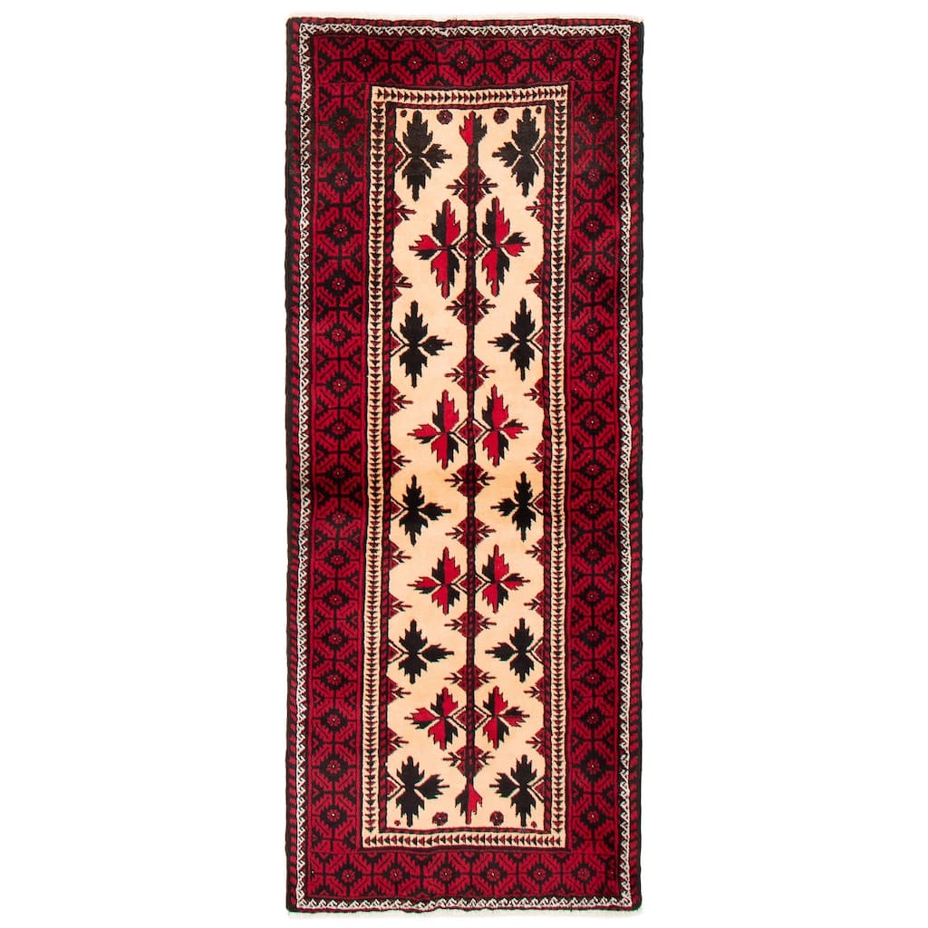 ECARPETGALLERY Hand-knotted Royal Baluch Ivory Wool Rug - 2'10 x 7'3