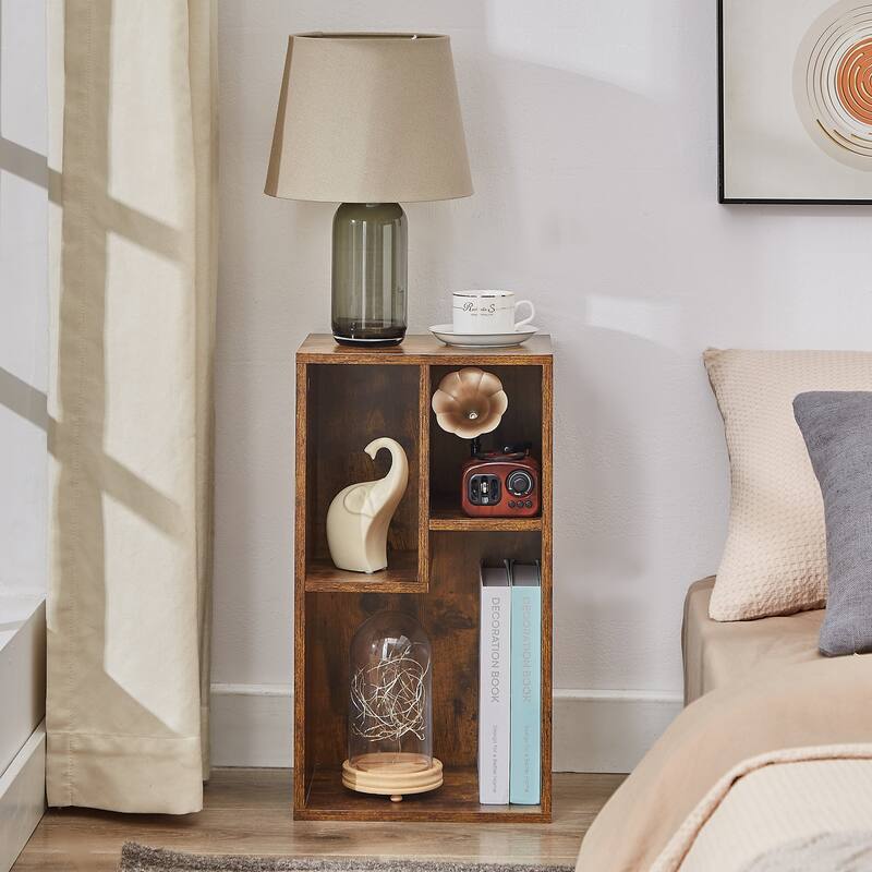 VECELO Three Open Cube Wooden Bookcase Organizer, Nightstands/small bookcase