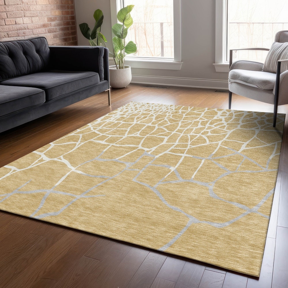 Machine Washable Indoor/ Outdoor Abstract Webby Chantille Rug