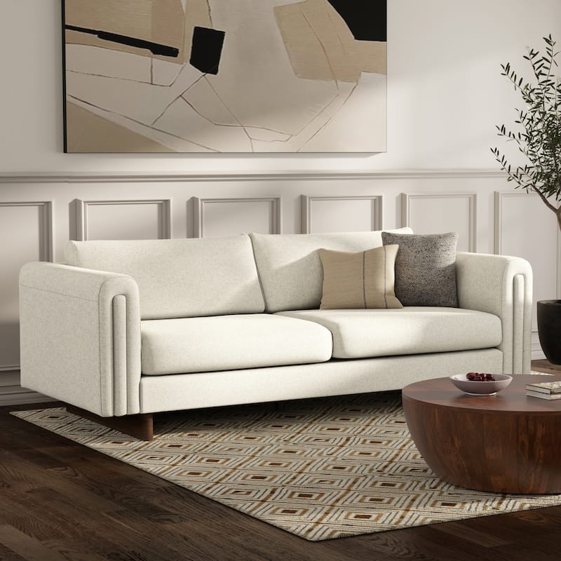 WYNDENHALL Drayton 84" Wide Contemporary Sofa in Tightly Woven Performance Fabric - 84" W x 38" D x 30" H, - Ivory