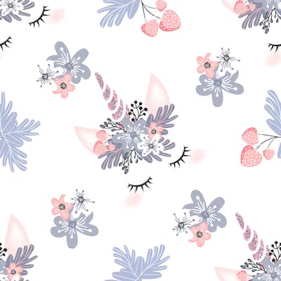 Cute Unicorn Head Removable Wallpaper - 10'ft H x 24''inch W