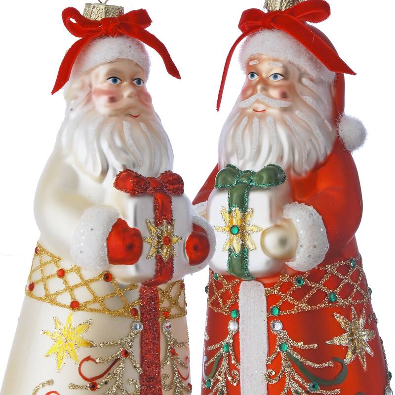 6.5" Glass Regal Santa Ornament Set of 6