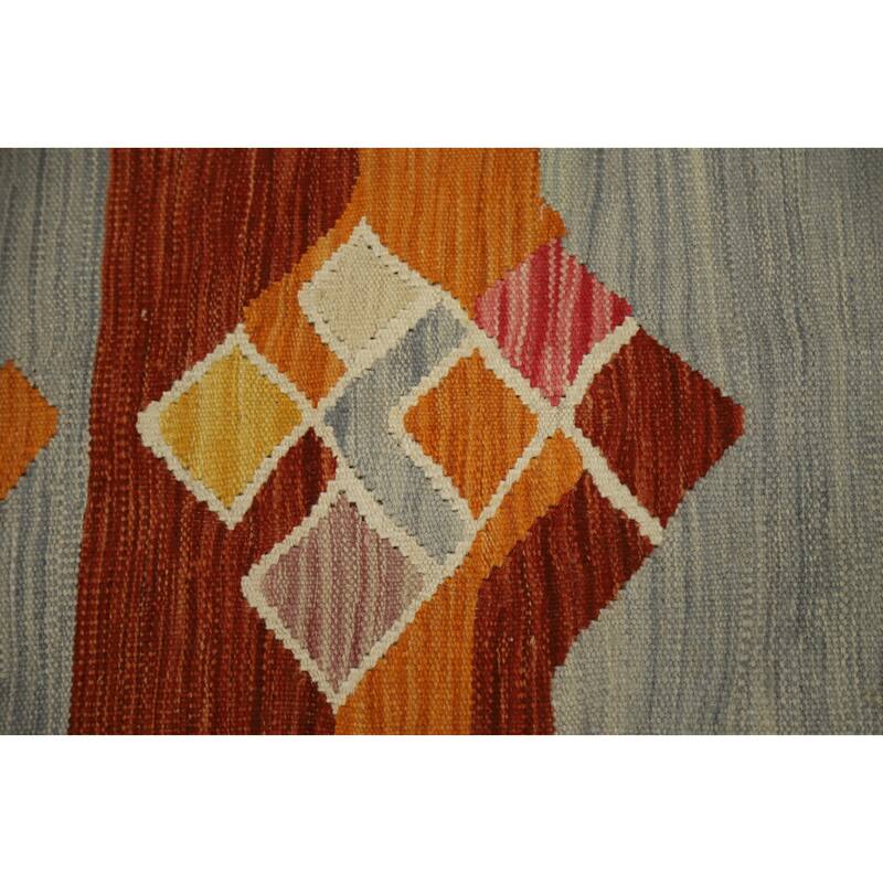 Hand Woven Oriental 100% Wool Carpet Southwestern Tribal Multi-Colored Kilim Area Rug - 6' 2'' X 4' 0''