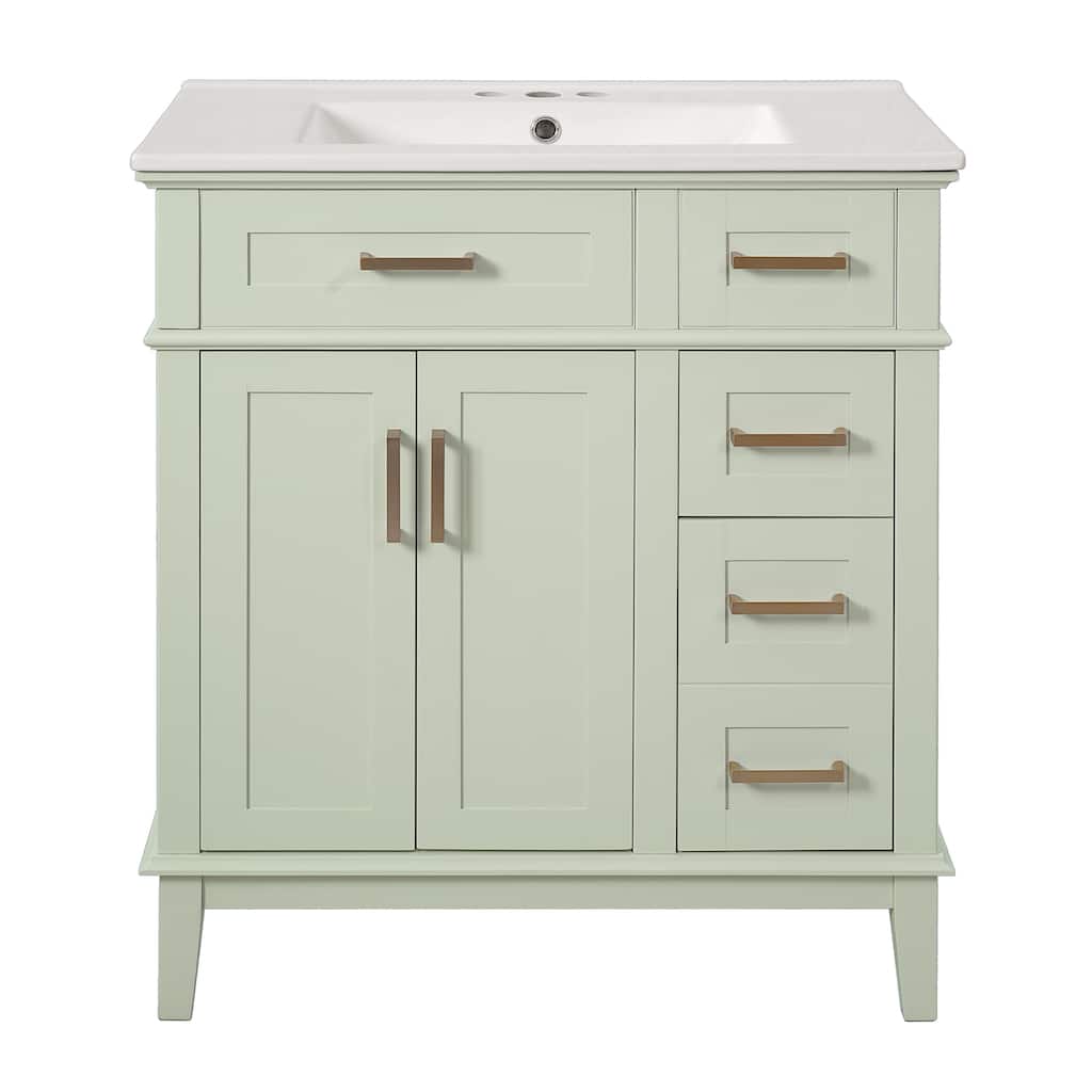 30" Modern Bathroom Vanity with Ceramic Sink for Small Bathrooms