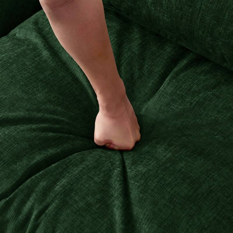 105" Modern L-Shaped Chenille Fabric Sectional Sofa with Ottoman