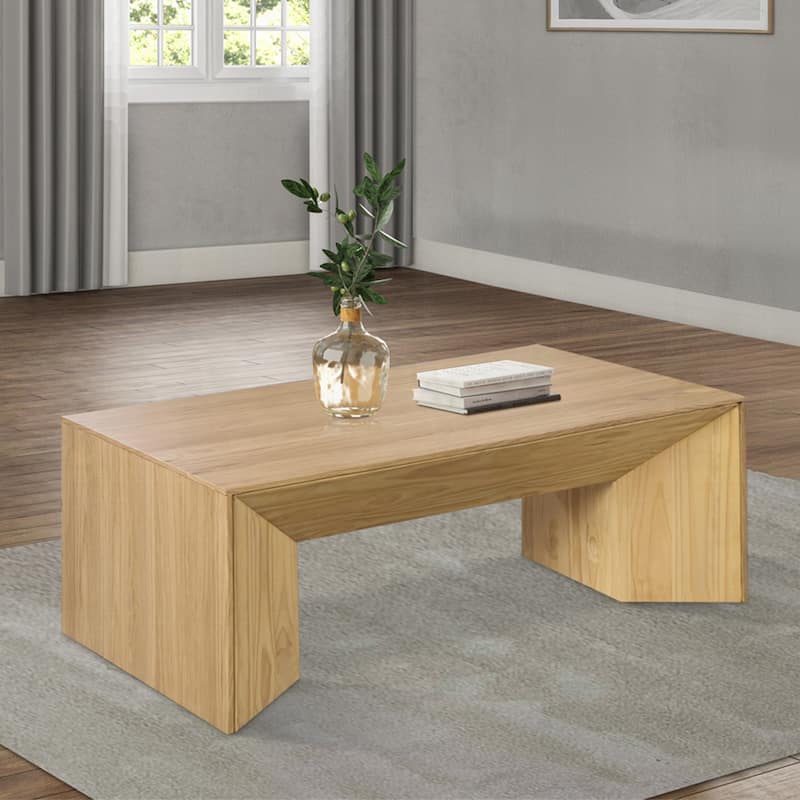 Wooden Coffee Table with Thicken Top Design in Natural Oak