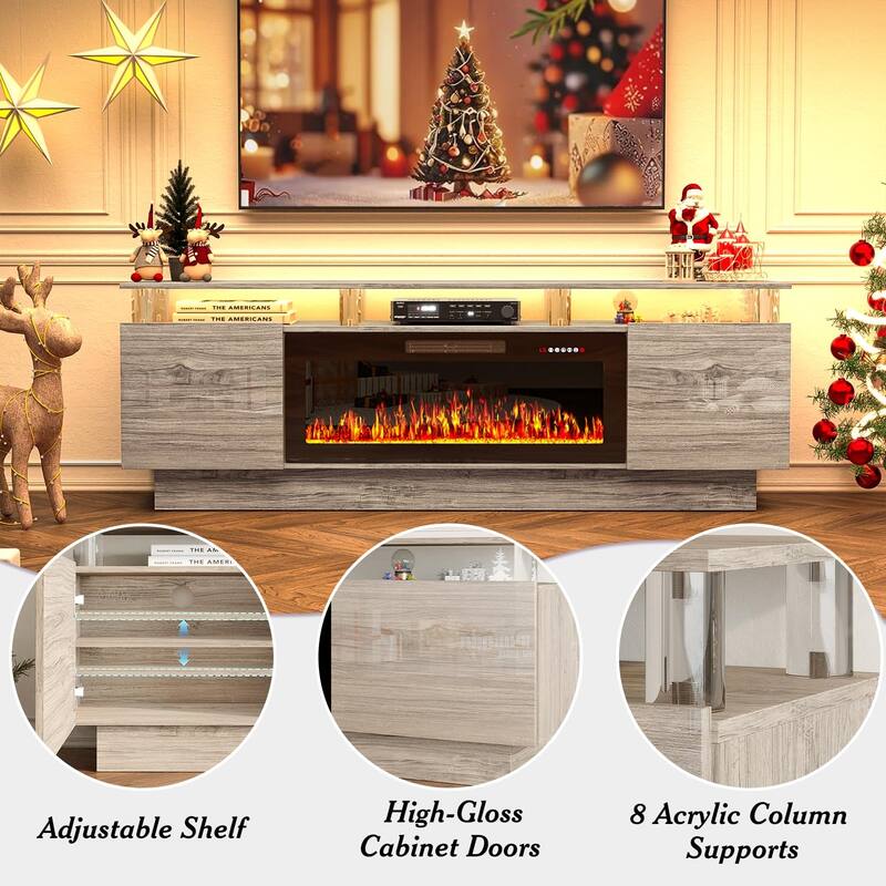 BOSSIN 70 Fireplace TV Stand with 36 Electric Fireplace