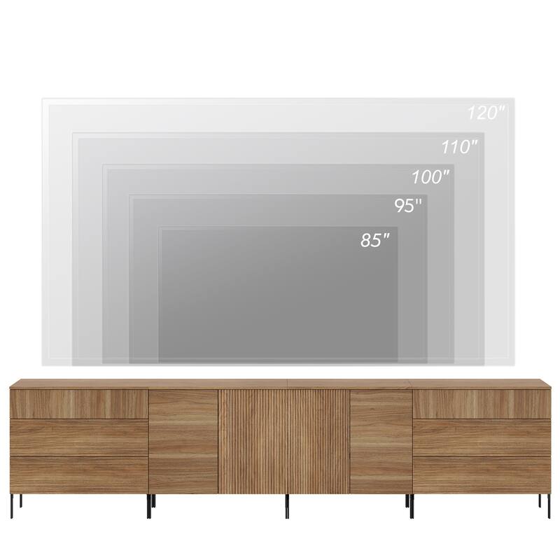 126" Modern Reeded 6-Drawer Dresser For Bedroom, Minimalist Chest Of Drawers With Storage, Wooden Dresser