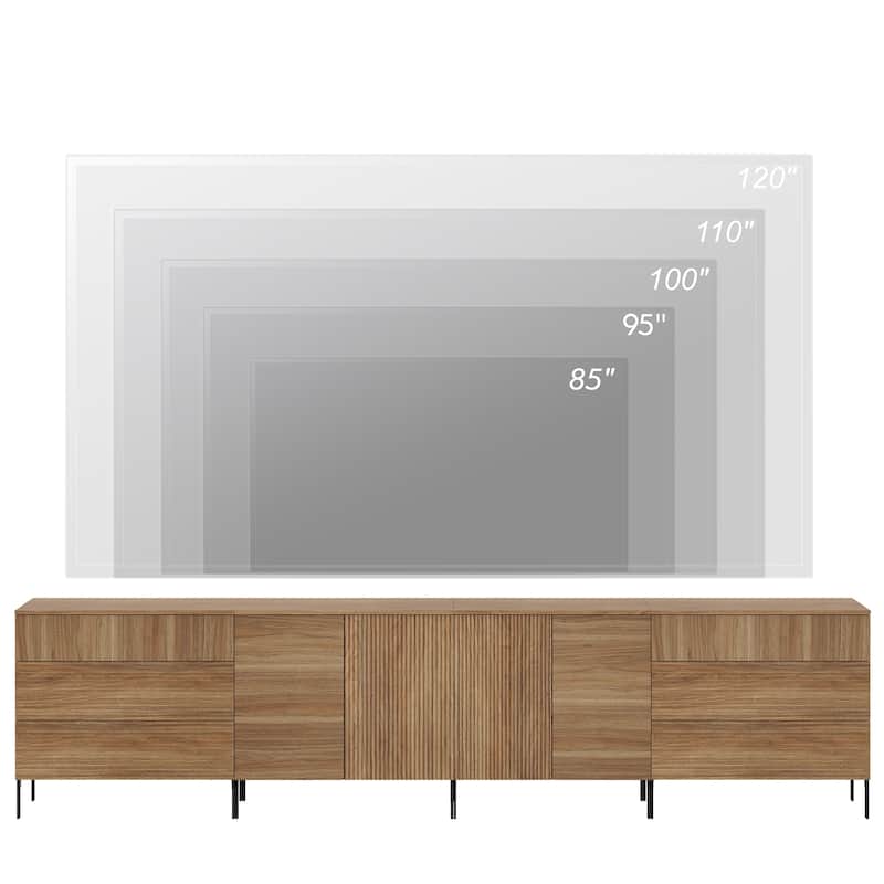 Modern Reeded Dresser TV Stand For Tvs Up To 120 Inch, Entertainment Center With Drawers