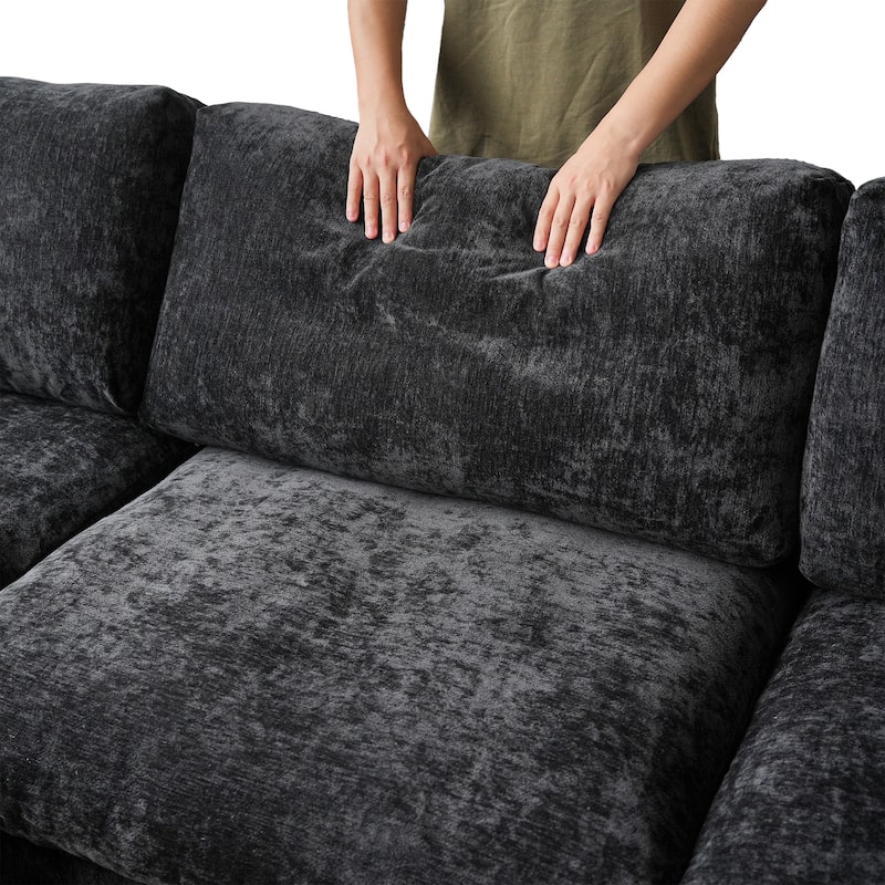 L-shaped Cloud Modular Sectional Sofa Couches with Ottoman for Living Room Down Filled Comfort Minimalist Sectional Couch