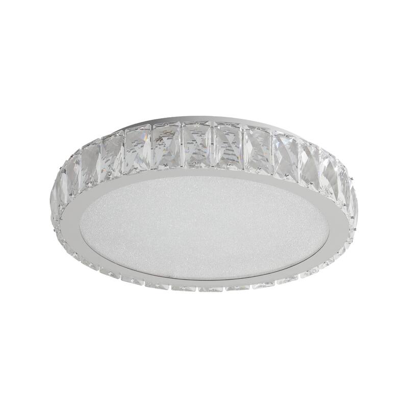 Crystal LED Ceiling Light, 13.8-Inch Flush Mount, 38W Dimmable Modern Fixture, Perfect for Living Room, Bedroom - Chrome