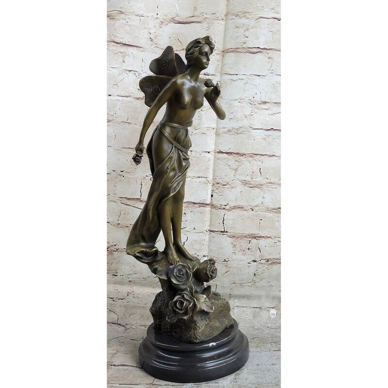 Signed: Villanis, Bronze Art Nouveau Fairy Sculpture Figure Hot Cast Figurine