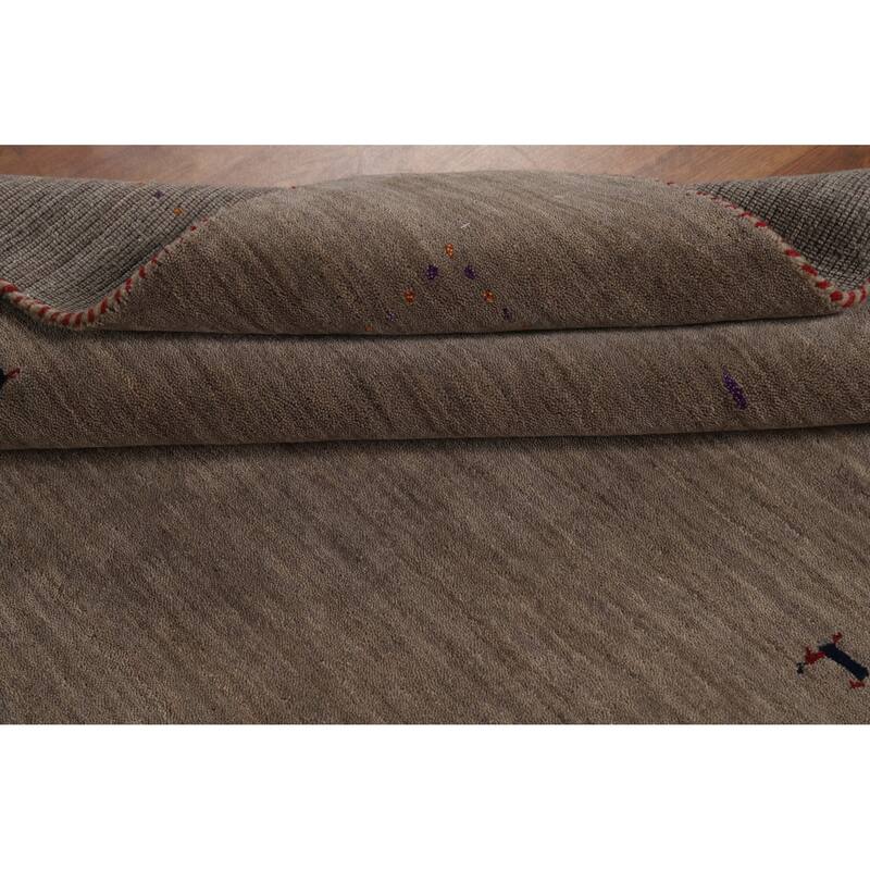 Hand Knotted Oriental 100% Wool Carpet Tribal Animal Pictorial Brown Gabbeh Area Rug - 8' 0'' X 5' 2''