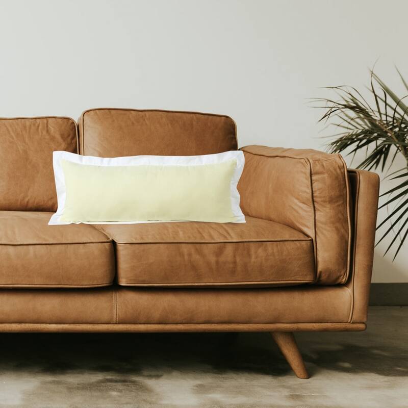 HomeRoots 14" X 36" Light Yellow And White 100% Cotton Geometric Zippered Pillow