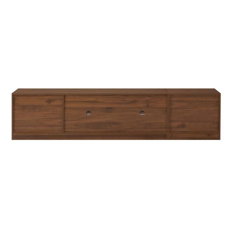 Retro Fluted TV Stand TV Console for TVs Up to 85", Rattan Doors Media Cabinets Television Cabinet with Adjustable Shelf