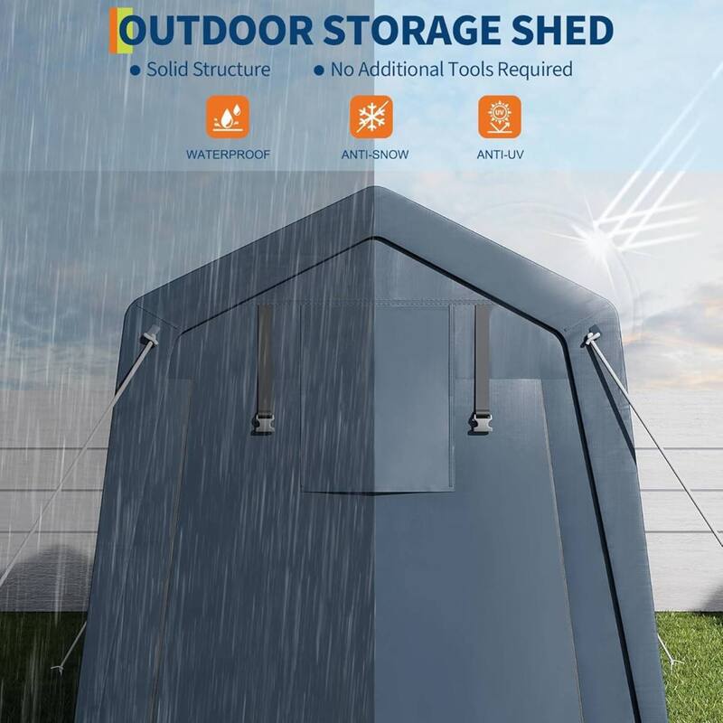 7x10 FT Portable Outdoor Storage Shed, UV-Resistant Carport for Motorcycle, Firewood, Tools - 7X10 Ft