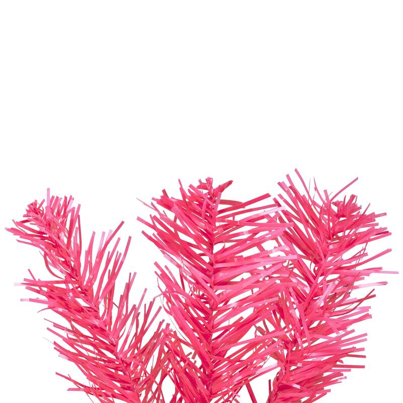 Pre-Lit Artificial Tinsel Christmas Garland - 9' x 8" - Pink - Clear Lights