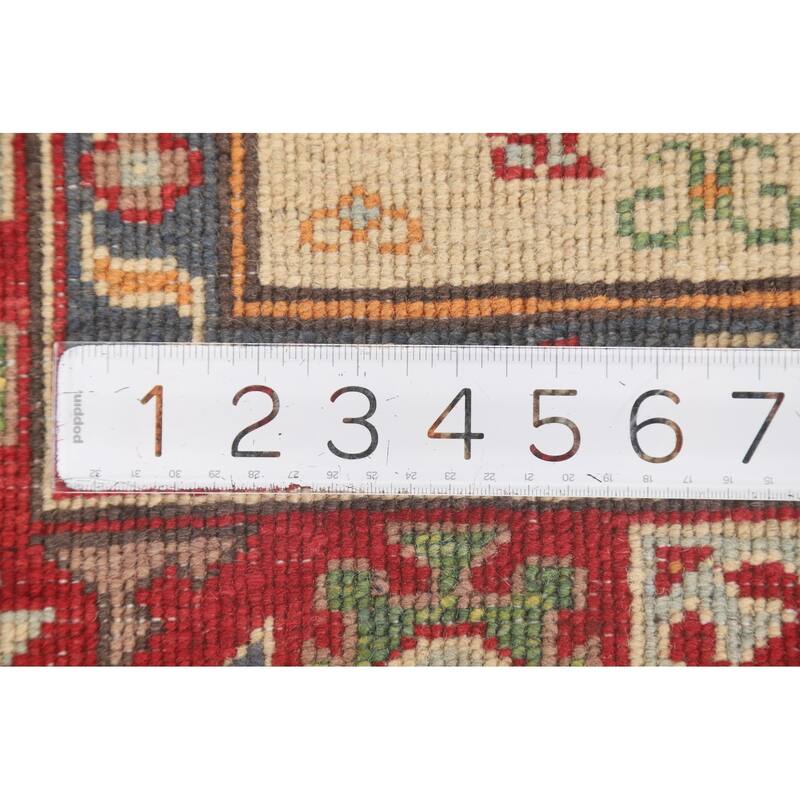 Geometric Yellow Kazak Accent Rug Handmade Traditional Wool Carpet - 2'8" x 4'0"