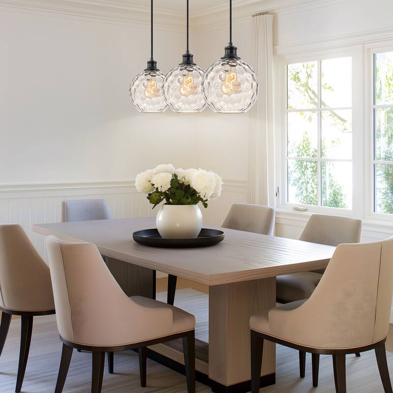 Starsky 3/5 Light Modern Linear Chandelier Cluster Kitchen Island Light with Glass Globe Shade