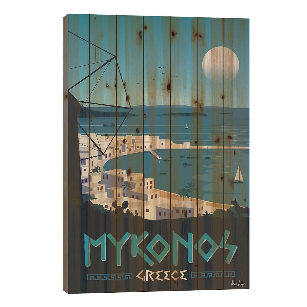 Mykonos Print On Wood by IdeaStorm Studios - Multi-Color