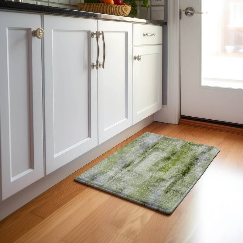 Premium Washable Super Soft Abstract Imprints Mayfield Rug - Sage - 1' 8" x 2' 6" - Rectangle