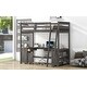 preview thumbnail 6 of 15, Antique Brown Twin Size Solid Wood Loft Bed with Desk, Blackboard & Drawers