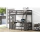 preview thumbnail 9 of 14, Contemporary Design Twin Size Loft Bed with U-shaped Desk, Drawers and Multiple Storage Shelves, Study or Leisure Space, Brown