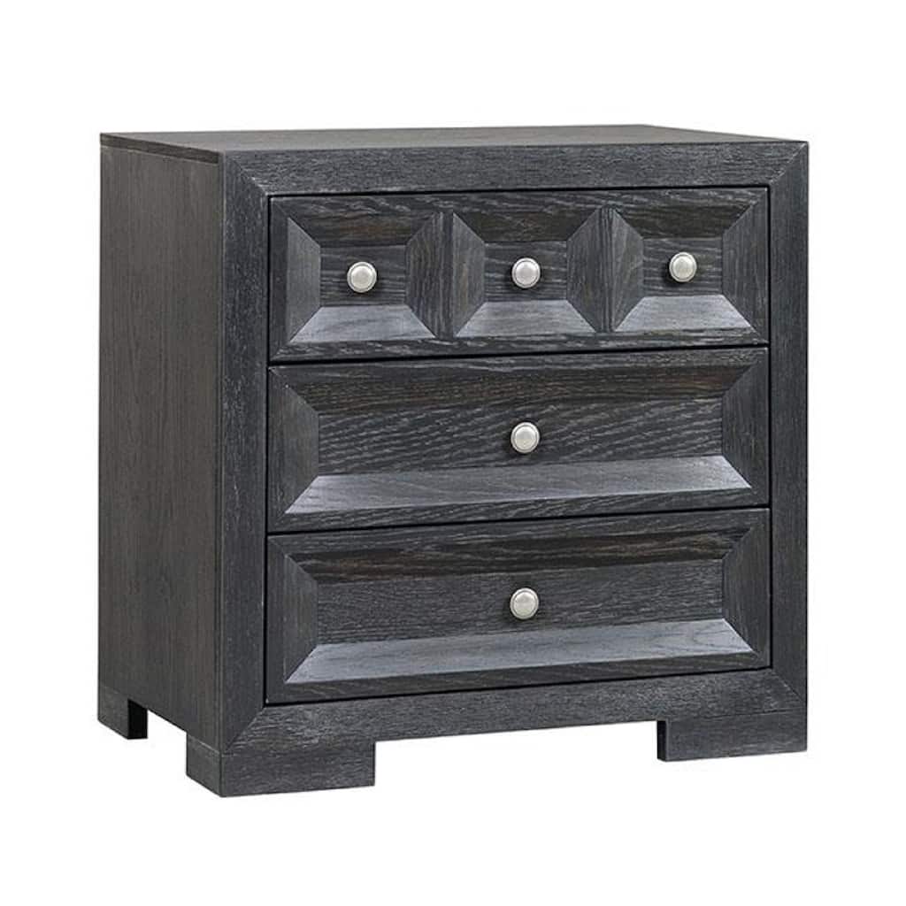 Kizie Oversized Nightstand, USB A-C, 3 Drawer, 38 Inch Weathered Black