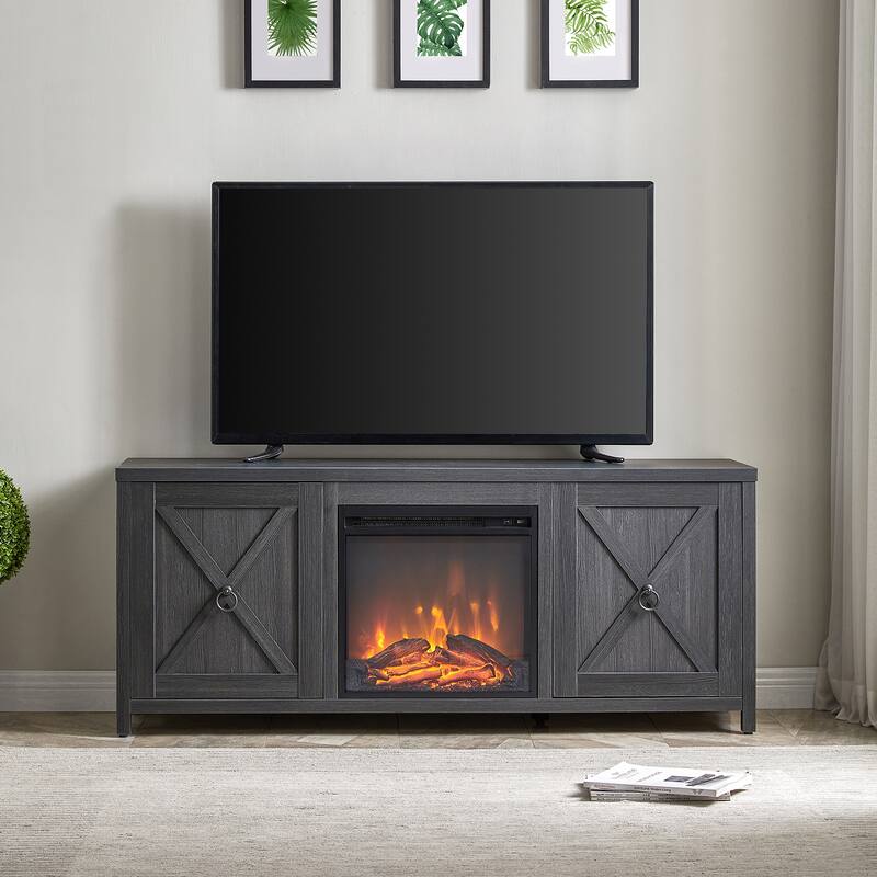 Granger 58" TV Stand with Log Fireplace Insert