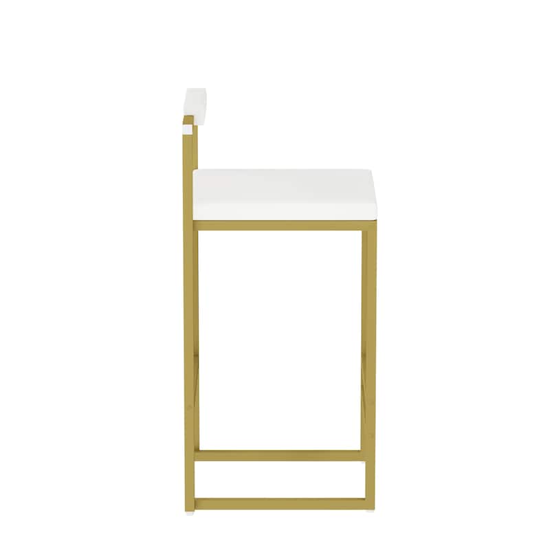 Modern Design in Gold Frame Velvet Upholstered Bar Stools Set of 2