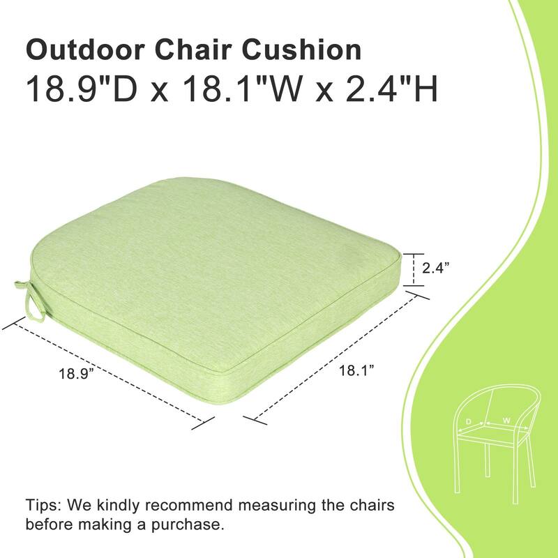 Aoodor Outdoor Dining Chair Cushions Set of 4, Waterproof Patio Furniture Seat Cushions, 18 x 19 inch - 18"x19"