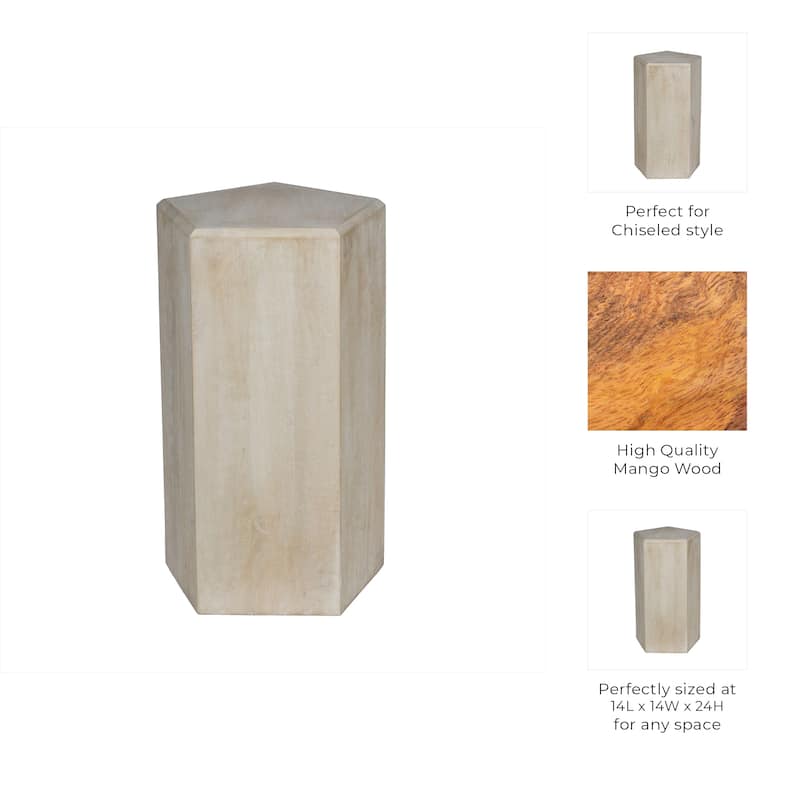 Natural Wood Side Table Elegant Geometric Design Narrow End Accent