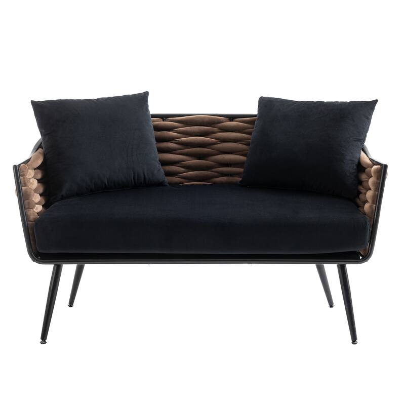 luxhomez Velvet Accent Chair Armsofa Tufted Sofa with Metal Frame for Living Room Bedroom Office Balcony Beige