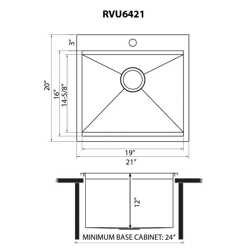 Ruvati 21 x 20 x 12 inch Drop-in Topmount Laundry Utility Workstation Sink 16 Gauge Stainless Steel - 21 x 20 - 21 x 20
