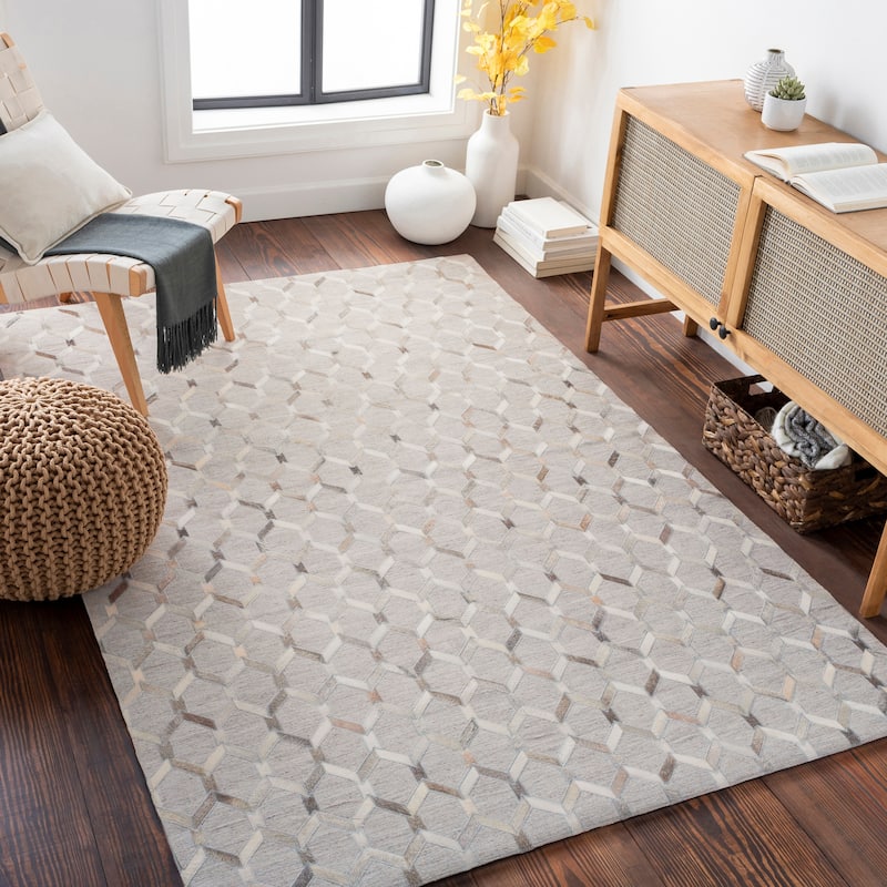 Hand-Crafted Esplanade Viscose & Hair-on-hide Area Rug - 8' x 10' - Silver - Rectangle