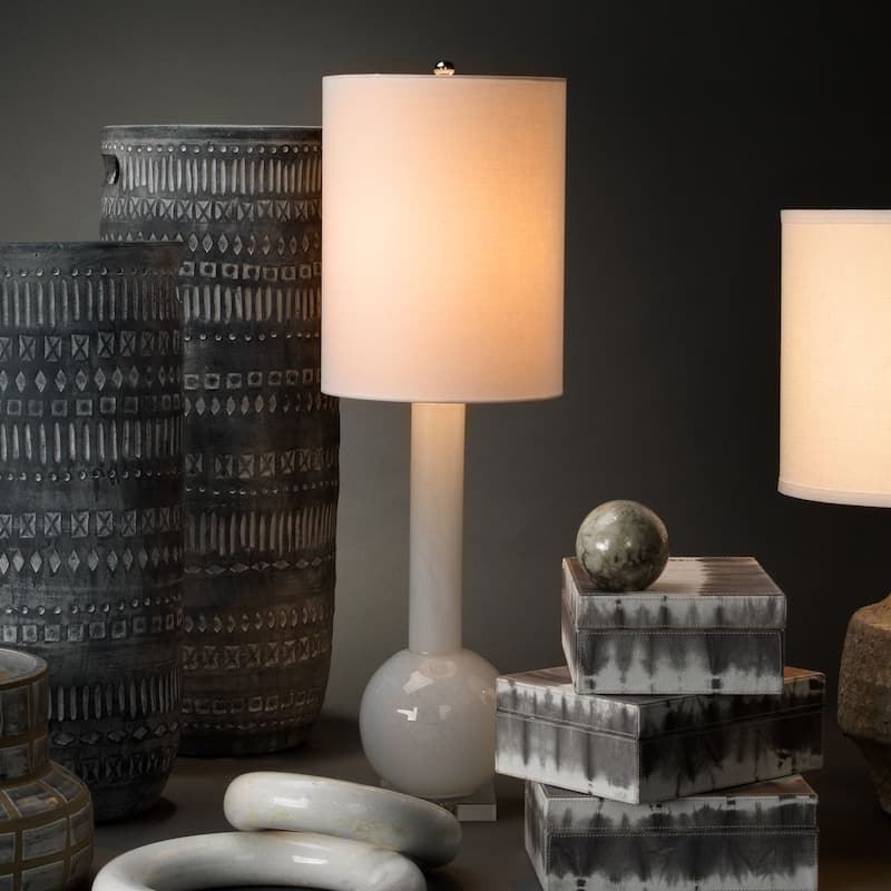 Jamie Young Studio Glass Table Lamp With Tall Thin Drum Shade