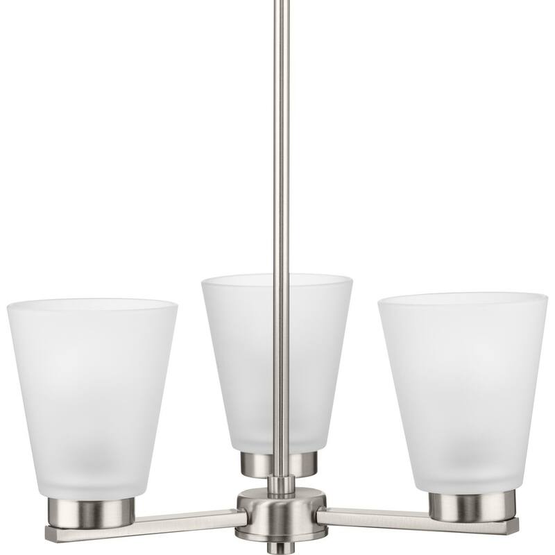 Tanner Collection Three-Light Brushed Nickel Transitional Chandelier - 16.62 in x 16.62 in x 21.5 in