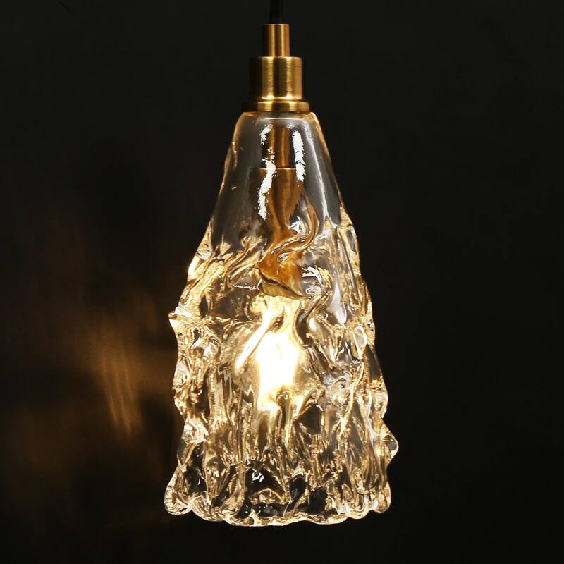 Uolla Modern Glam Art Deco 1-Light Brass Bathroom Wall Sconce with Hammerd Glass - D 4.5" x H 7.5"