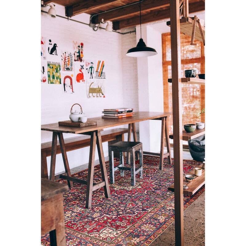 ECARPETGALLERY Hand-knotted Antalya Vintage Navy Wool Rug - 6'5 x 9'5