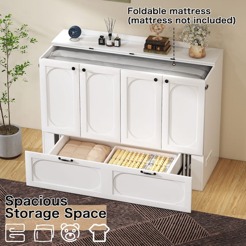 Convertible Murphy Bed Multifunctional Rooms Accent Cabinet Dresser