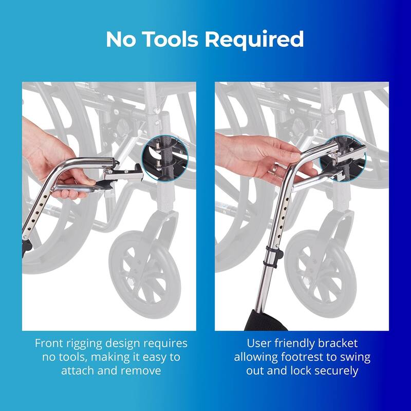 Invacare Wheelchair Legrest with Heel Loops, Swing-Away Design & Flip-Up Composite Footplate - Black