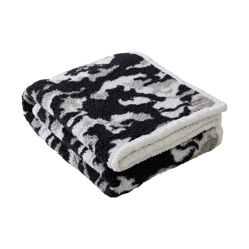 Kenneth Cole Cozy Printed Sherpa Throw Blankets