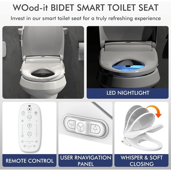 Smart Bidet Toilet Seat with Wireless Remote and Side Panel, Multiple Spray Modes, Adjustable Heated Seat, Warm Water Air Dryer - On Sale - Bed Bath & Beyond - 39894835 Smart Bidet Toilet Seat with Wireless Remote and Side Panel, Multiple Spray Modes, Adjustable Heated Seat, Warm Water Air Dryer - On Sale - Bed Bath & Beyond - 39894835