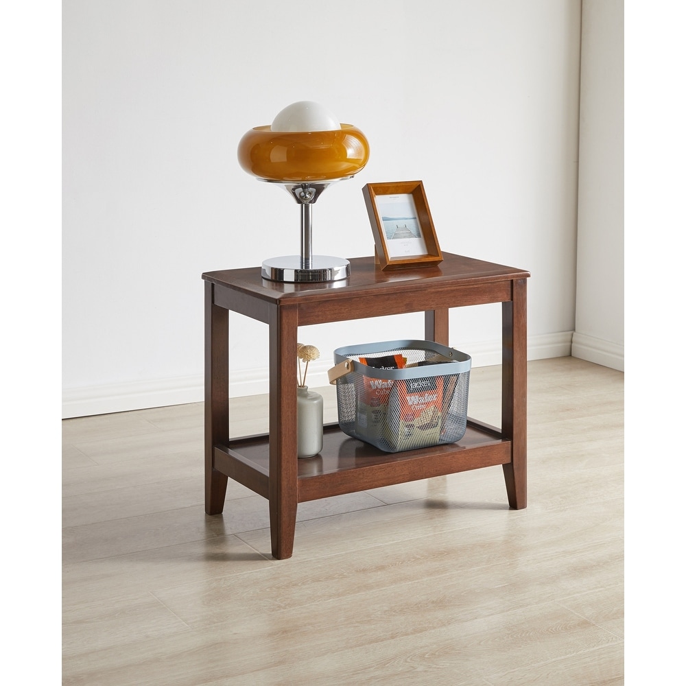End Table with Storage Shelf 2-Tier Sofa Table