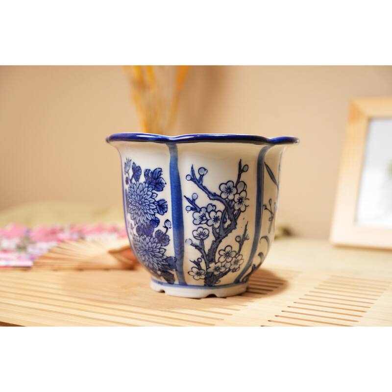 7in Chinoiserie Ceramic Candle (28.5oz) - Gardenia Blossom