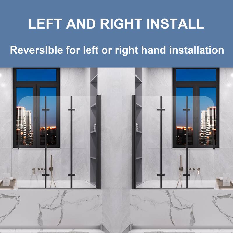 QuivaraView Tri-Foldable Tub Door Bathtub Screen with Tempered Glass in size 51" W x 59"H - 51*59