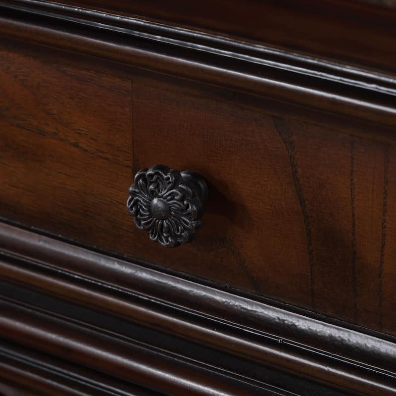 Furniture of America Eugene Traditional Solid Wood 3-Drawer Nightstand with Stone Top
