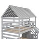 preview thumbnail 9 of 17, Twin over Twin House Bunk Bed with Trundle and Slide, Storage Staircase, Roof and Window Design