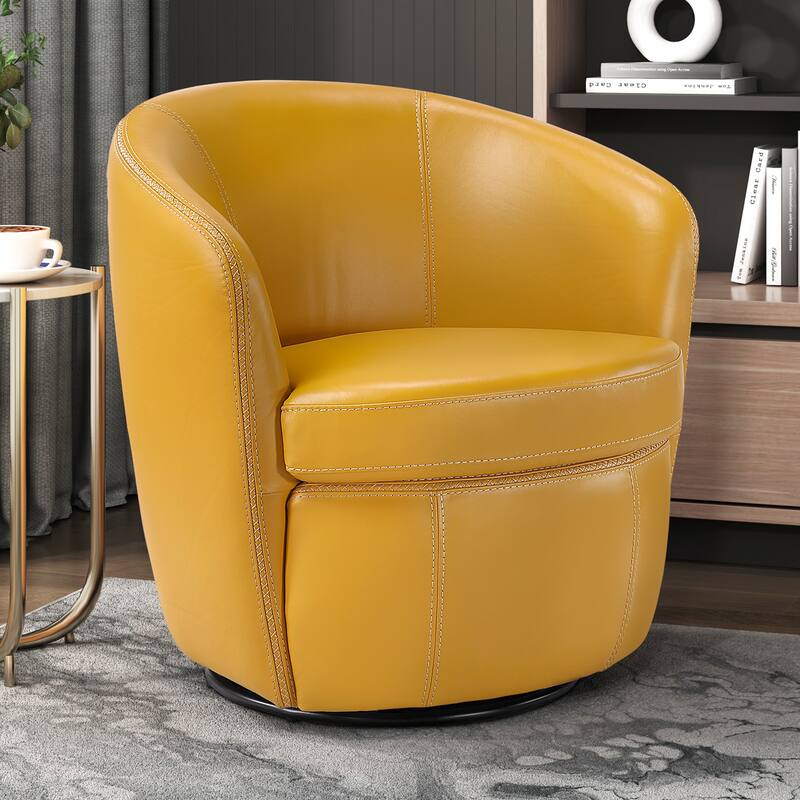 Ellis 31" Leather Swivel Chair - 360-Degree Swivel