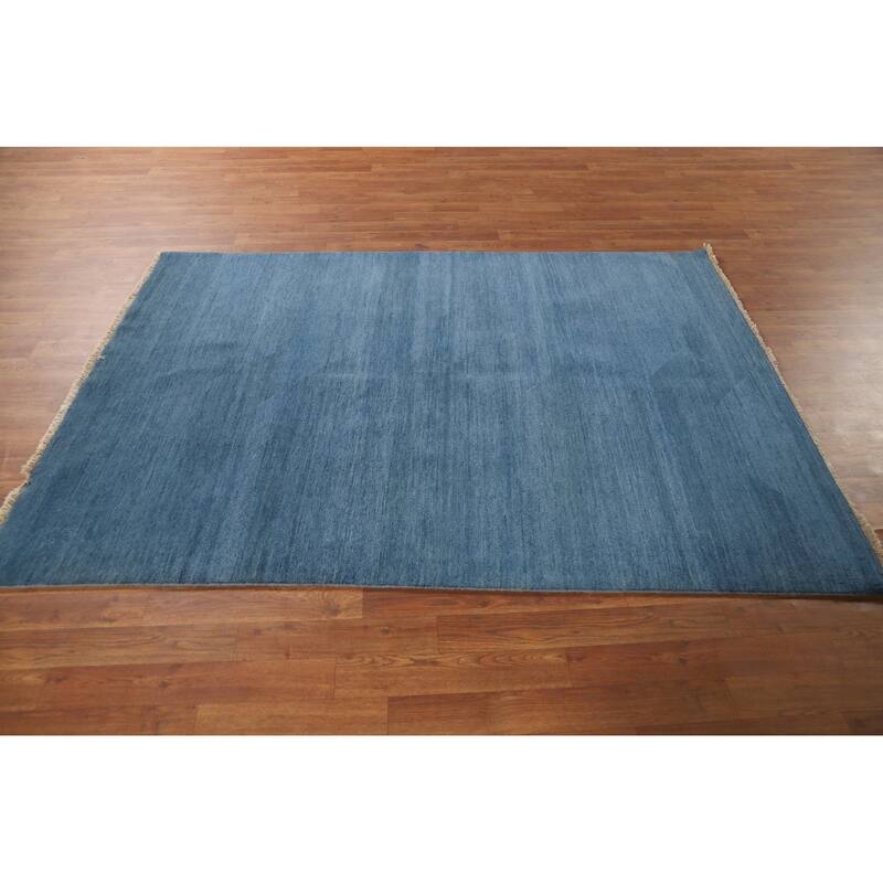 Blue Modern Gabbeh Oriental Rug Handmade Wool Carpet - 4'8"x 6'7"